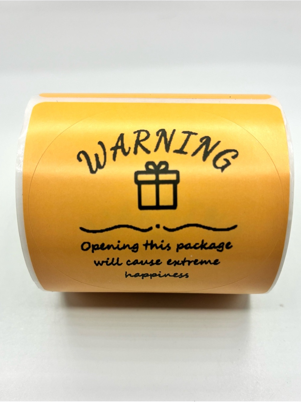 (50) Orange Round Warning Extreme Happiness Stickers